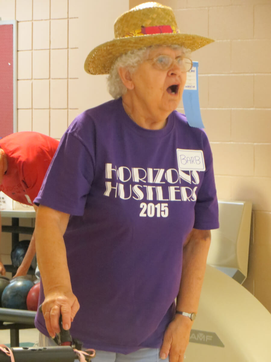 Horizons assisted living resident Barbara Troy competes in bowling