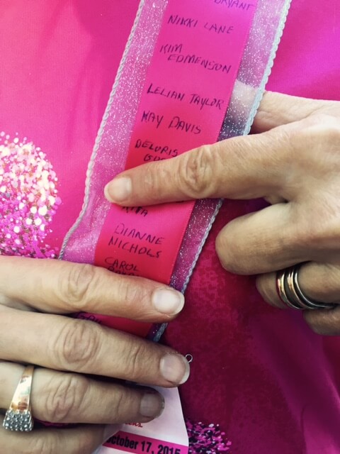 Names honoring those lost to breast cancer