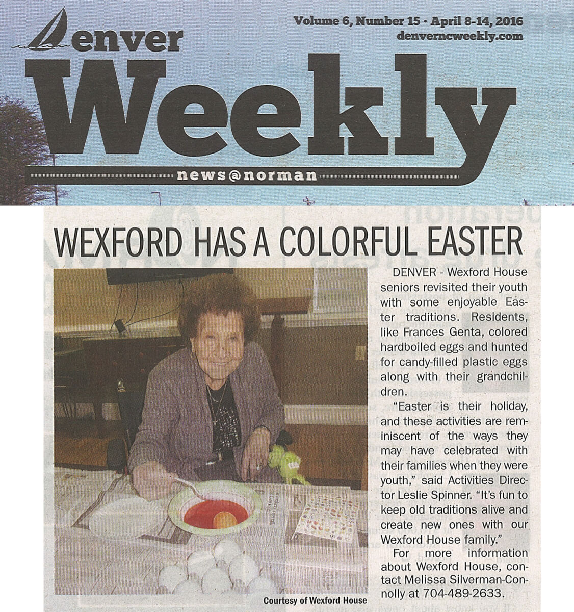 Wexford House celebrates Easter April 2016 story in the Denver Weekly