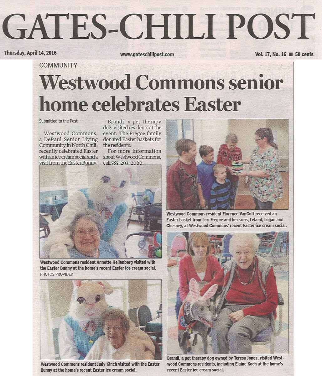 Westwood Commons celebrates Easter story in the Gates Chili Post April 14, 2016