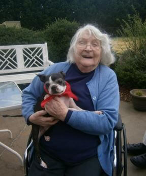 Wexford House resident Betty Anders enjoys some cuddle time with Sadie