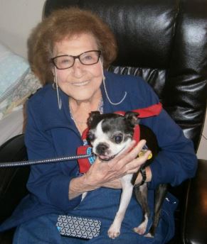 Wexford House resident Frances Genta enjoys some cuddle time with Sadie
