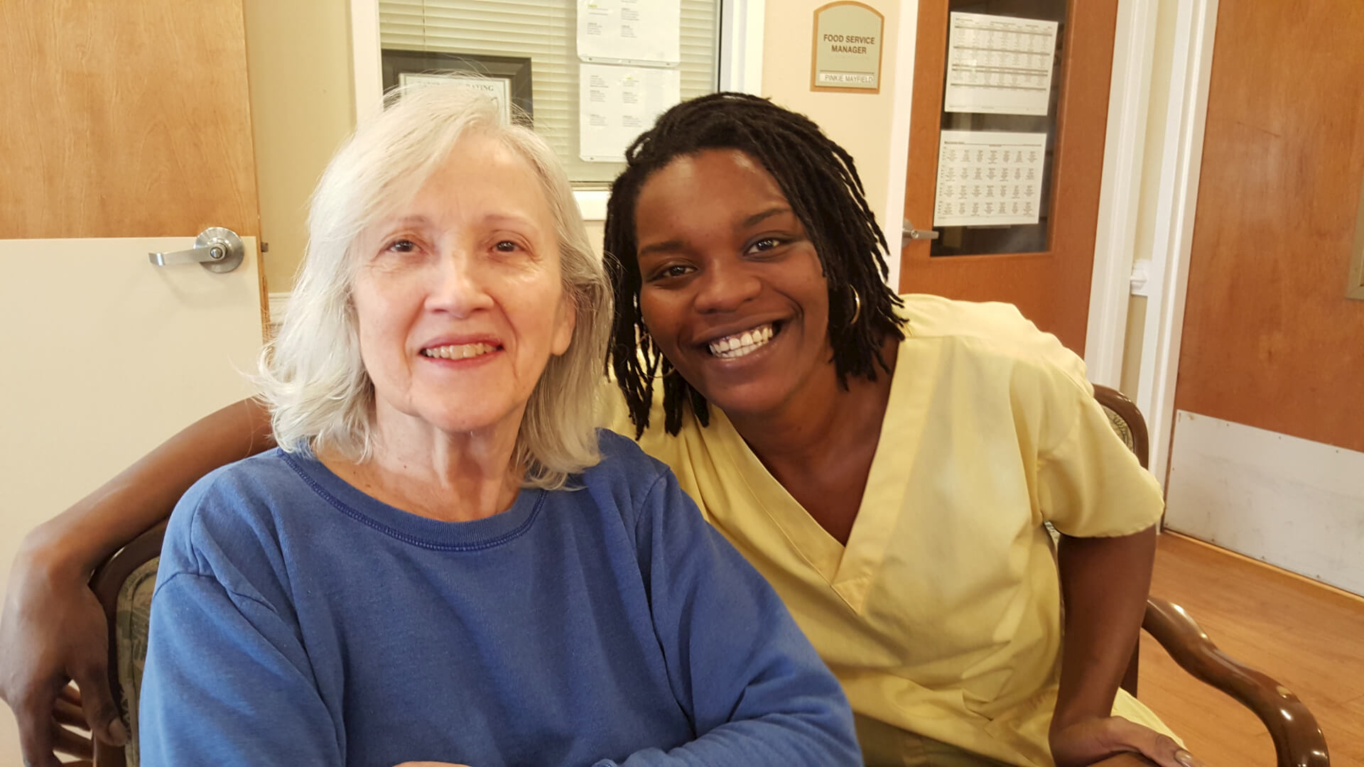  Hickory Village resident Arlene Clippard and Personal Care Assistant Ashley Chislom