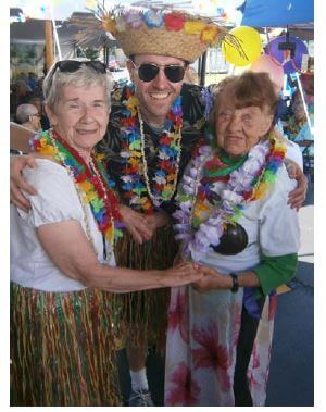Glenwell residents Lois 'Carol' Calos and Jenny Ball with Activities Director Scott Wieser.