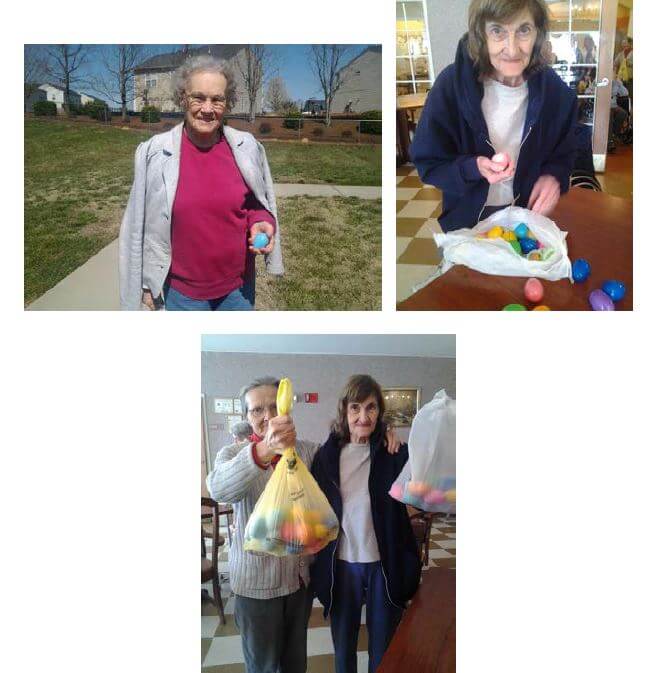 Heath House residents participate in an Easter egg hunt, counts their eggs; and win the egg hunt 