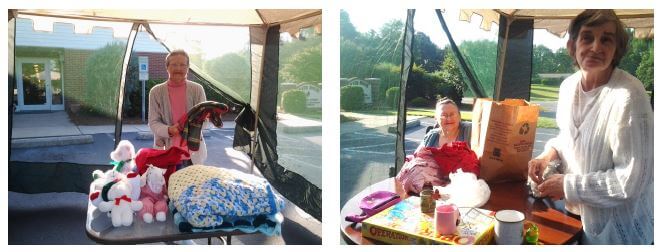Heath House residents Peggy Brown, Marsha Myers and Mary Ingle at the DePaul Senior Living Community’s yard sale
