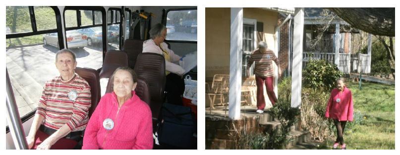 Nancy Williams, left, and Mary Yackwack, right, on their bi-monthly Meals on Wheels volunteer shift.