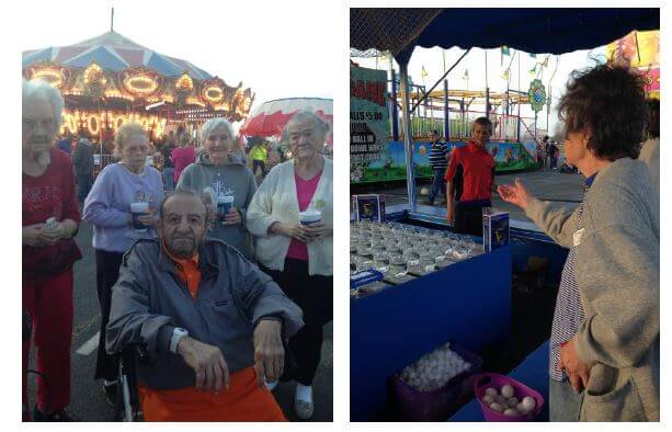 Pee Dee Gardens residents Margaret Goodwin, Mamie Palmquist, Pat Kale, Evelyn Floyd and Joe Reino, while Jennie Graham attempts to win a goldfish.