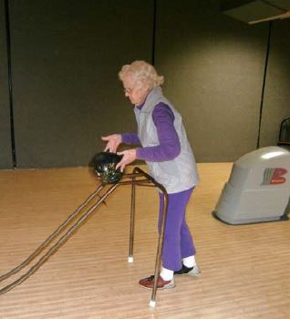 Southfork resident Delcie Purvis bowling during a recent outing to Creekside Lanes