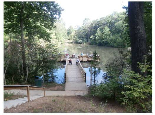 Twelve Oaks Residents on the dock at Westwood Park