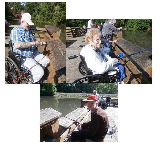 Twelve Oaks Residents fishing in Westwood Park in Mt. Airy