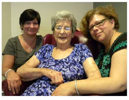 Westwood Commons resident Jessie, pictured here with daughters Wendy Swinney and Dawn Schottmiller