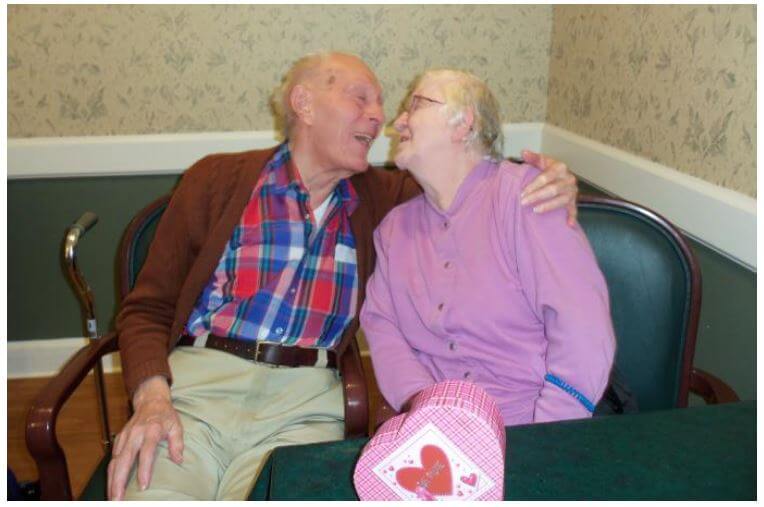 Westwood Commons residents Loran and Margaret Orsburn at the Valentine's Day social