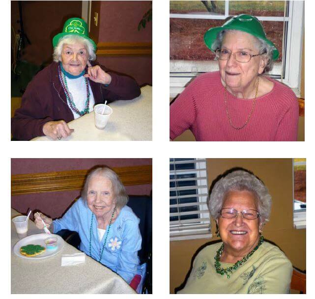 Wexford House residents Cora Mace, Gloria Metz, Ruth Ammons and Joyce Beard enjoying the St. Patrick's Day Celebrations