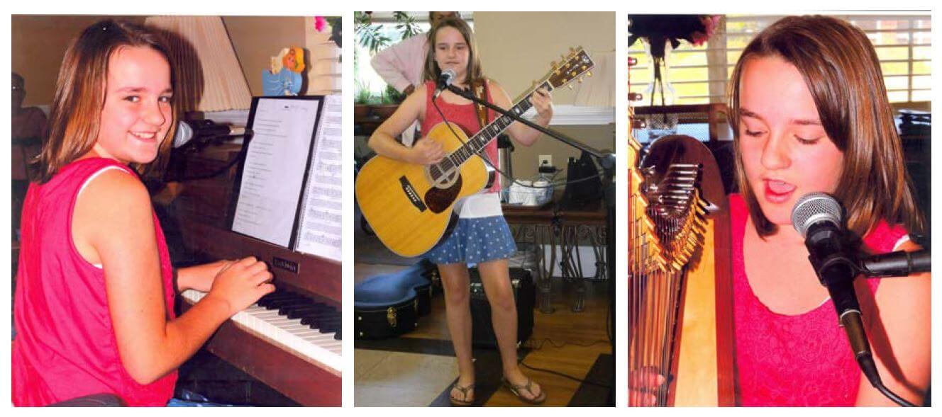 Mary Lou Lackey playing the piano, guitar and singing at Wexford House 