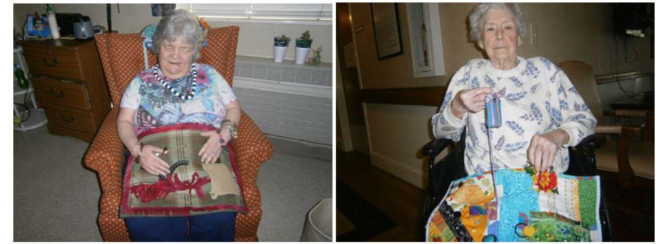  Wexford House residents Valerie Rogers and Florene Hicks enjoy “busy blankets” donated by area quilters