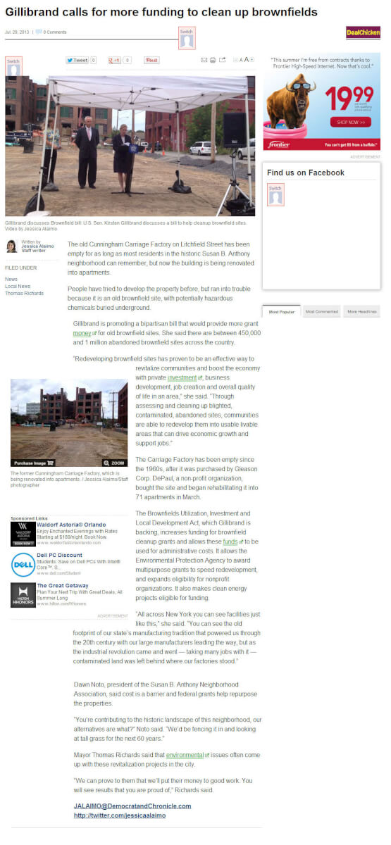 Carriage Factory Apartments supported by Gillibrand Press Conference Democrat & Chronicle 7.29.2013.