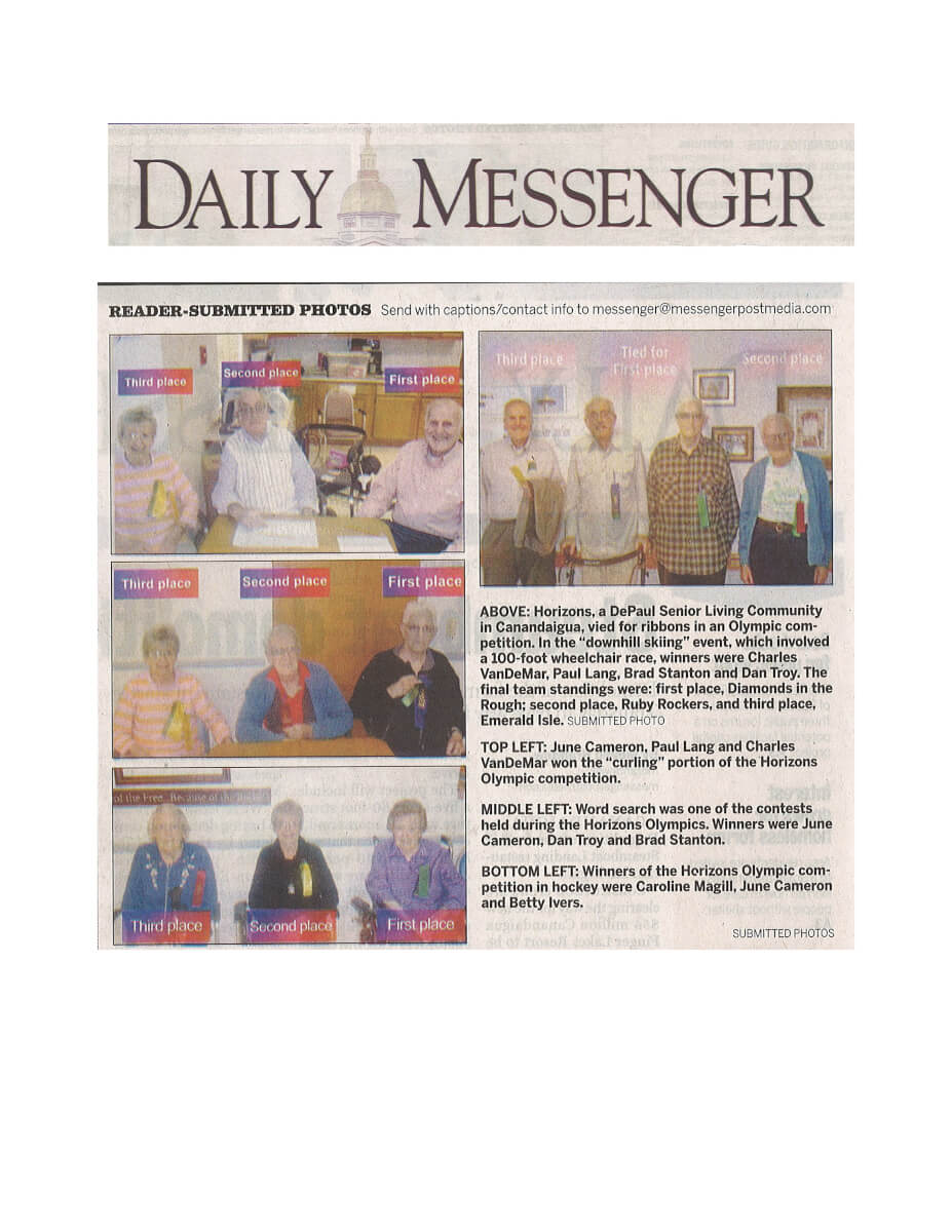 Horizons Winter Olympics Photos in the Daily Messenger February 26, 2014