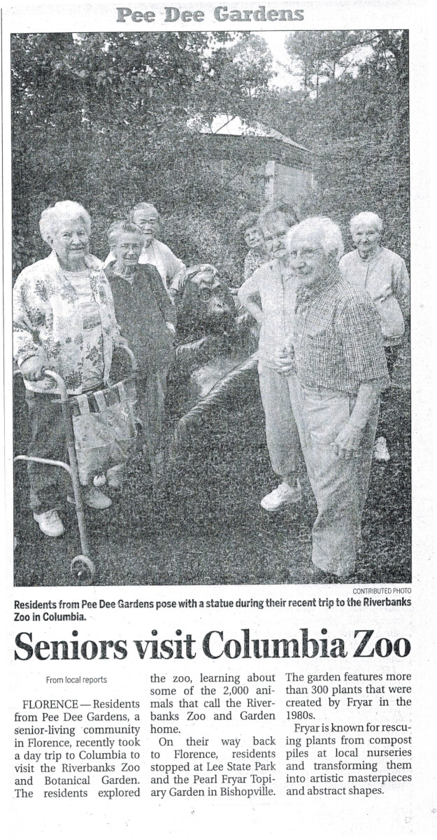 Pee Dee Gardens Visits the Zoo story in the Morning News May 23, 2014