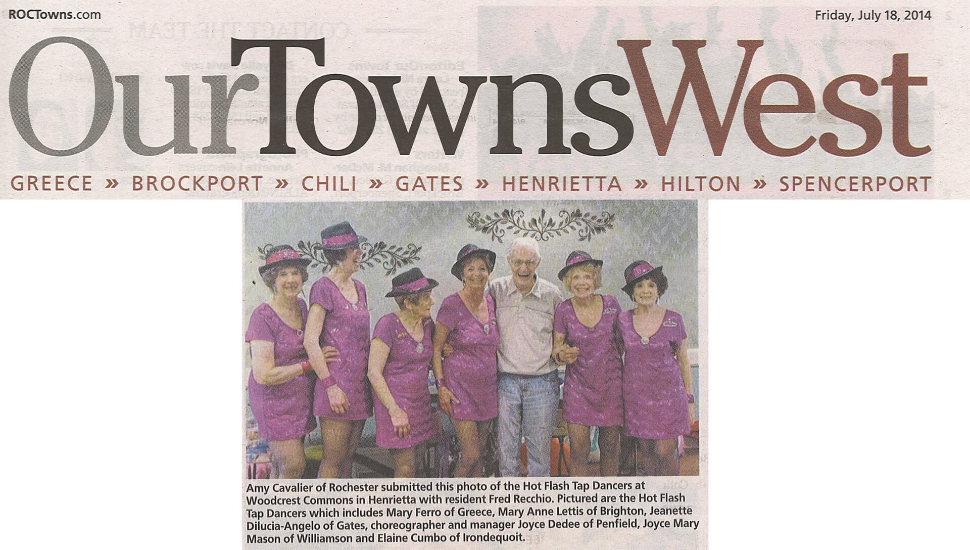 Woodcrest Commons Hot Flash Tap Dancers Story in D&C Our Towns West DC July 18, 2014