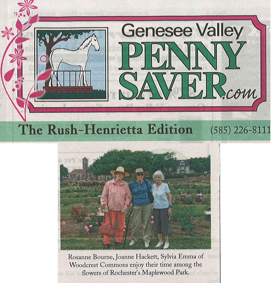 Woodcrest Commons visits the Maplewood Rose Garden photo in the Genesee Valley Penny Saver August 2014