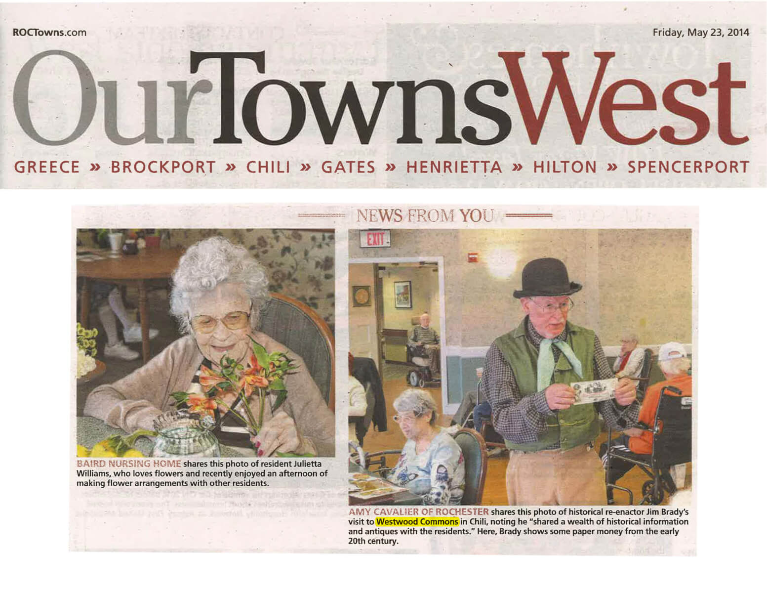 Weswood Commons Article in the D&C Our Towns West May 23, 2014