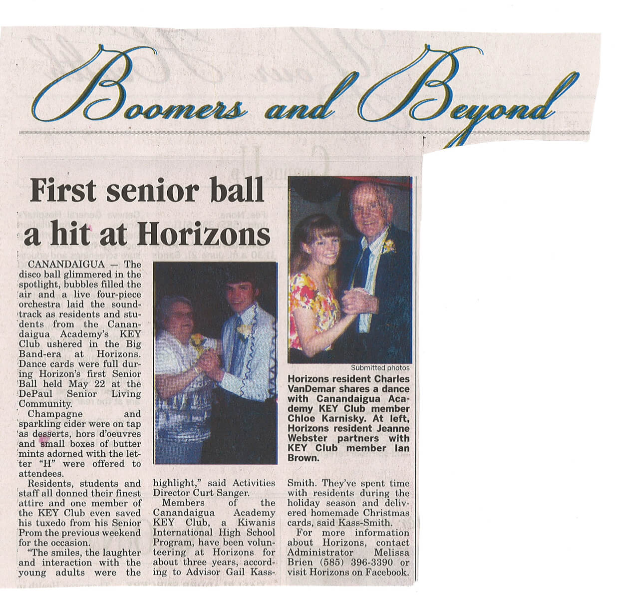 horizons senior prom article in the finger lakes times june 2013