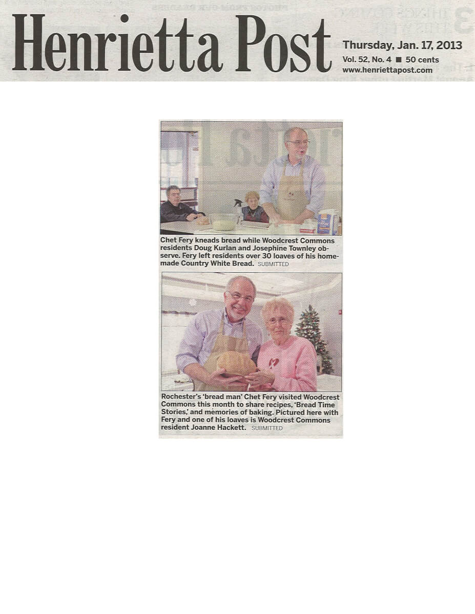 Woodcrest Commons Breadtime Stories in the Henrietta Post January 17, 2013