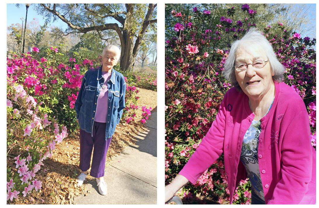 Dayspring of Wallace residents Willie Mae Evans and Mary Smith enjoying the flowers 