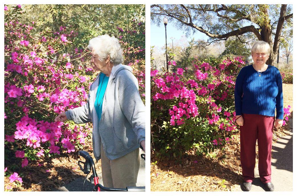 Dayspring of Wallace residents Mary Hatcher and Terri Beane enjoying the flowers