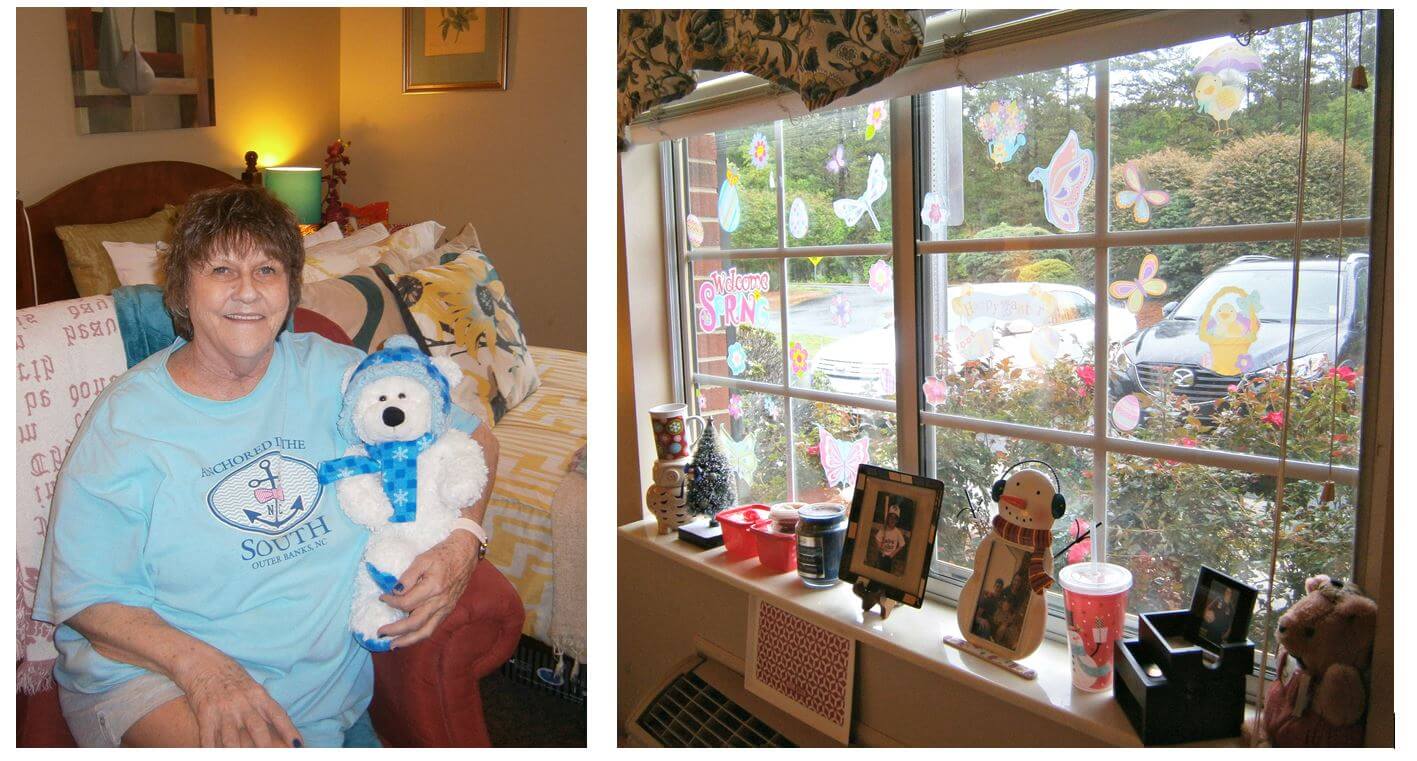 Heath House resident Nancy Beaver in her nicely decorated room. 