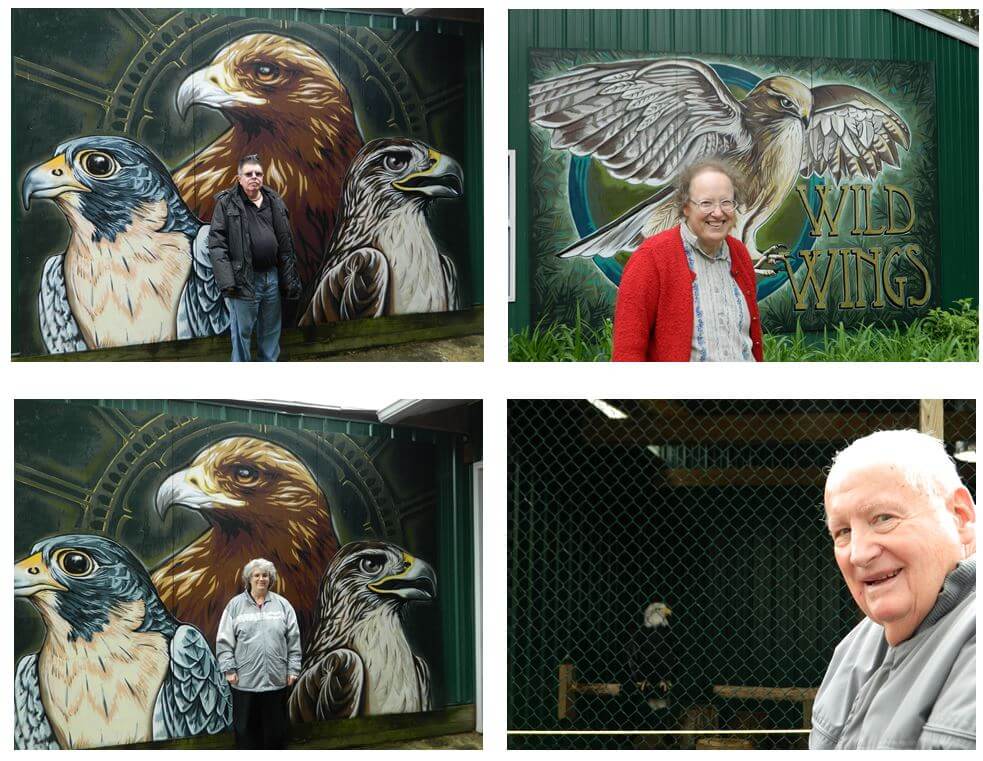 Woodcrest Commons residents Doug Kurlan, Kathy Hart, John Hicks and Rosanne Bourne at the Wild Wings bird sanctuary in Mendon Ponds