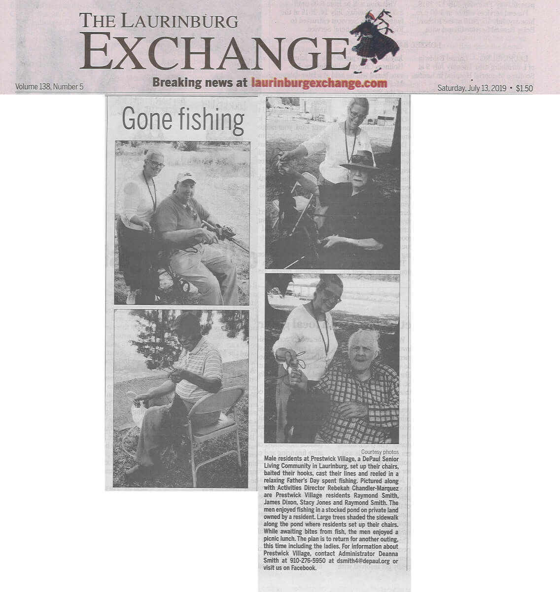 Prestwick Village Fishing, 7.13.19 Laurinburg Exchange