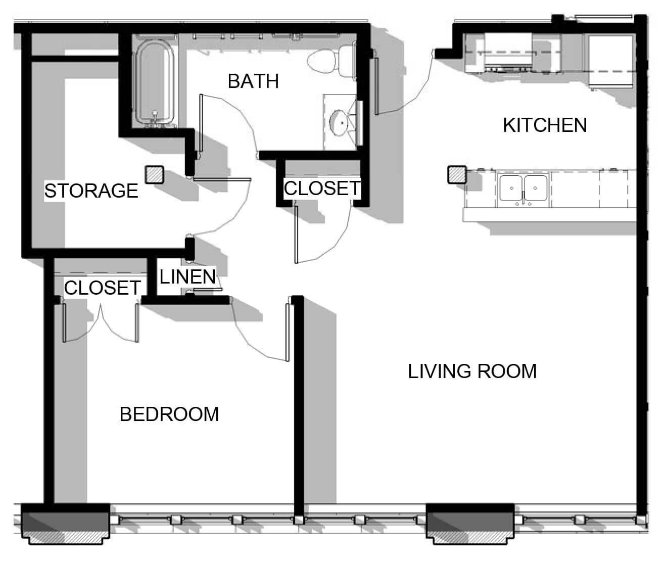 Knitting Mill Apartments One Bedroom Floor Plan