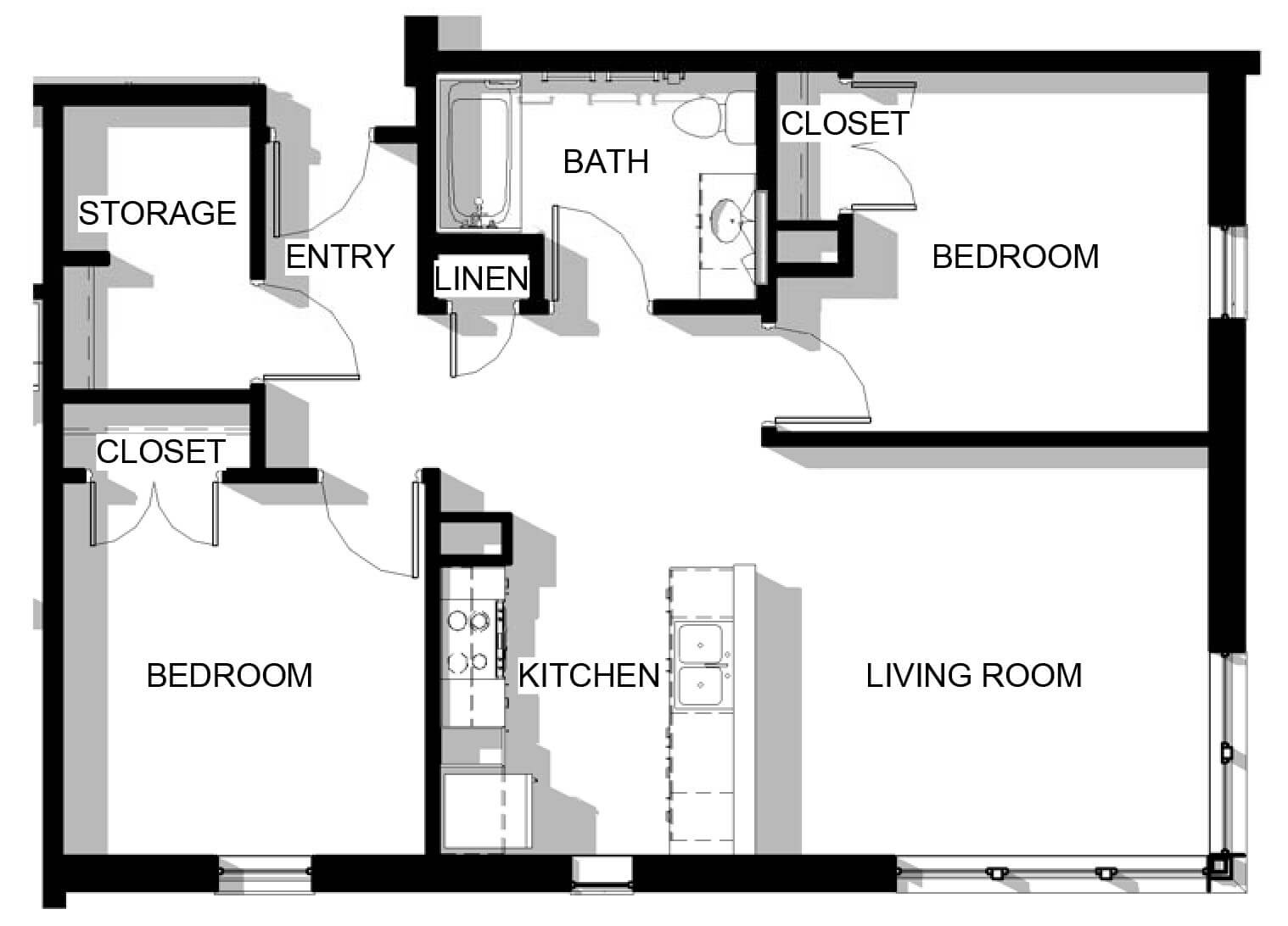 Knitting Mill Apartments Two Bedroom Floor Plan