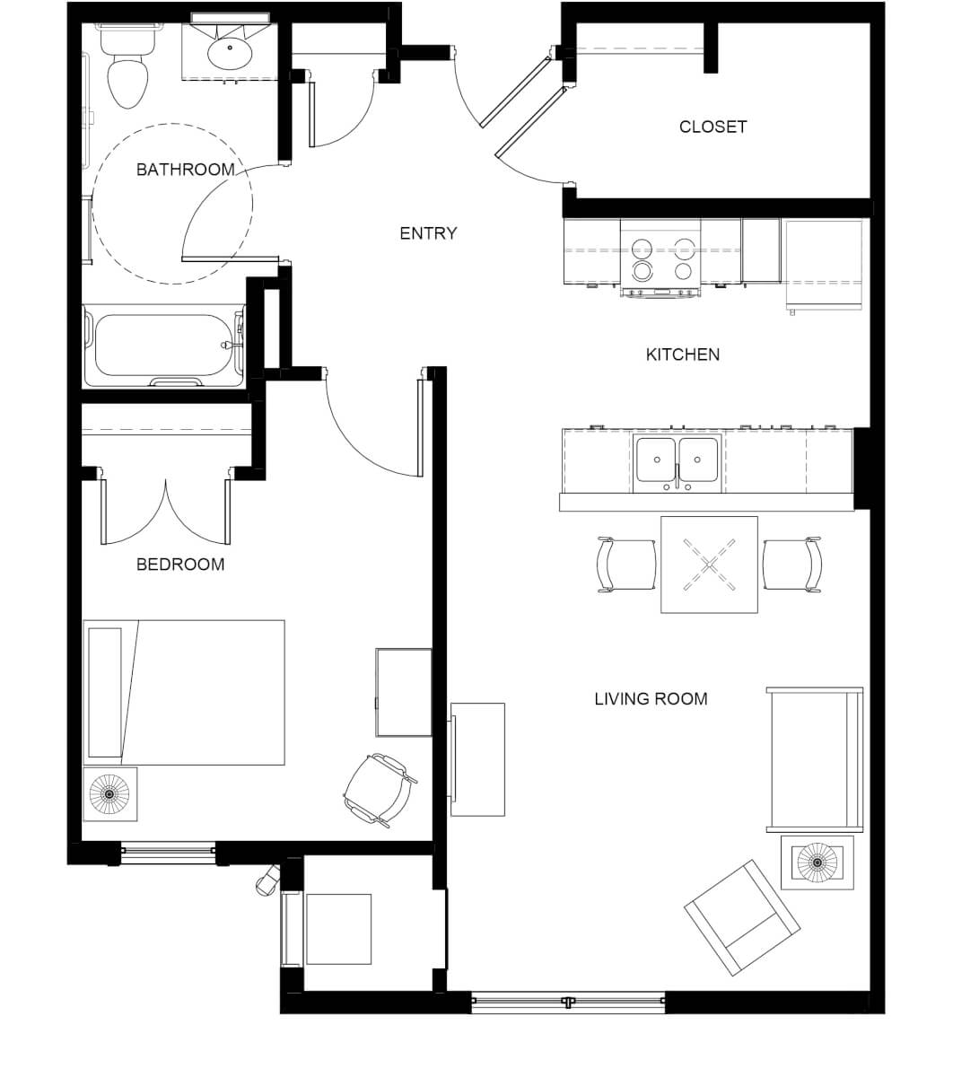 La Rosa Villas One Bedroom Floor Plan